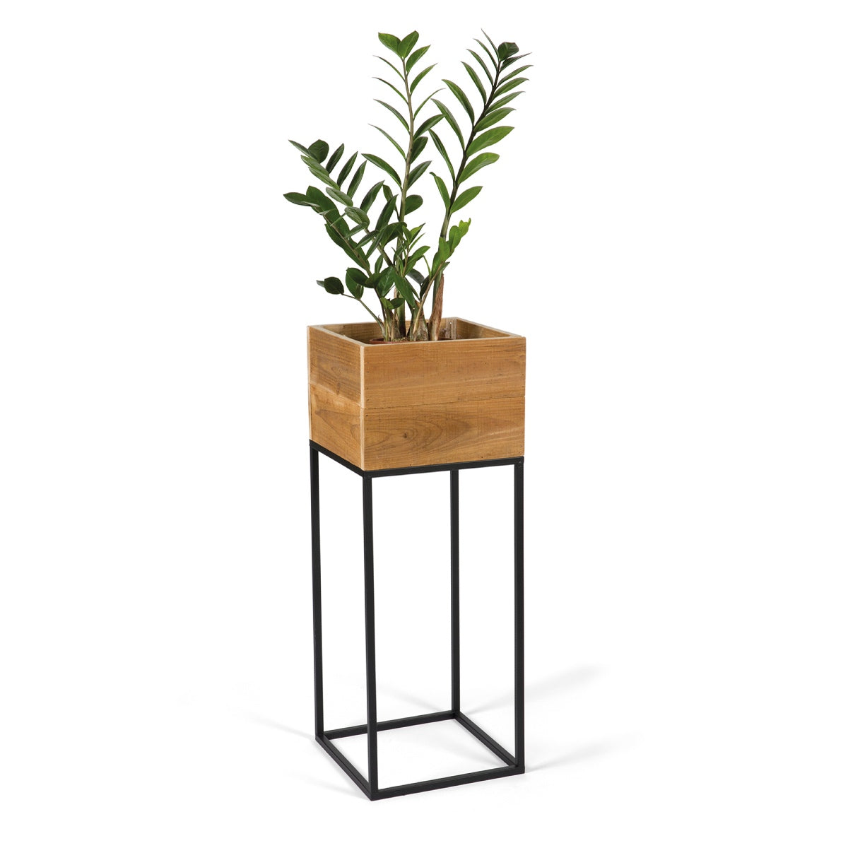 Jardinera de suelo de madera rústica