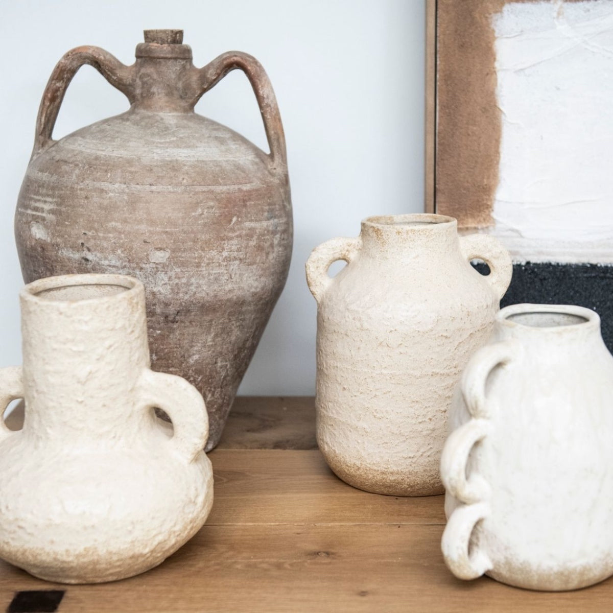 Jarrón de cerámica beige Sicily