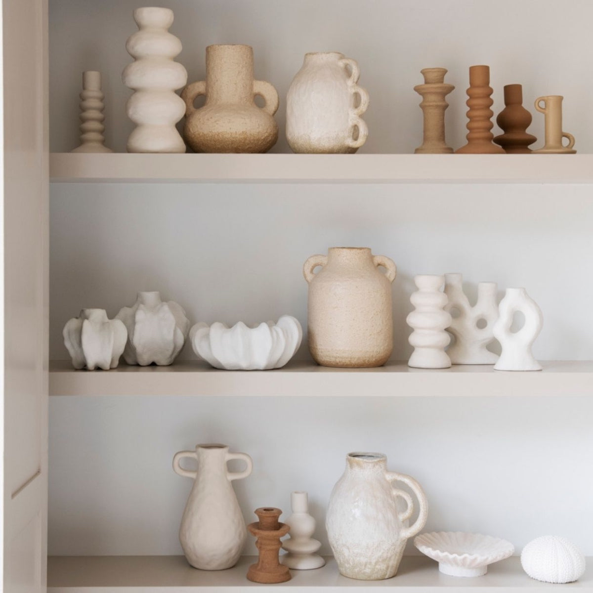 Jarrón de cerámica beige Sicily