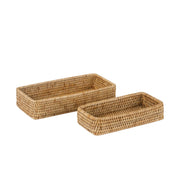 Set de dos bandejas de ratán