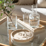 Bandeja rectangular de mármol travertino