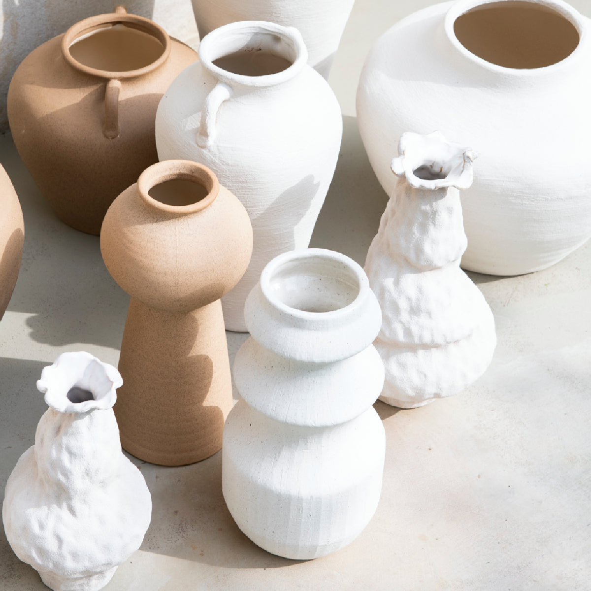 Jarrón de cerámica blanco Santorini