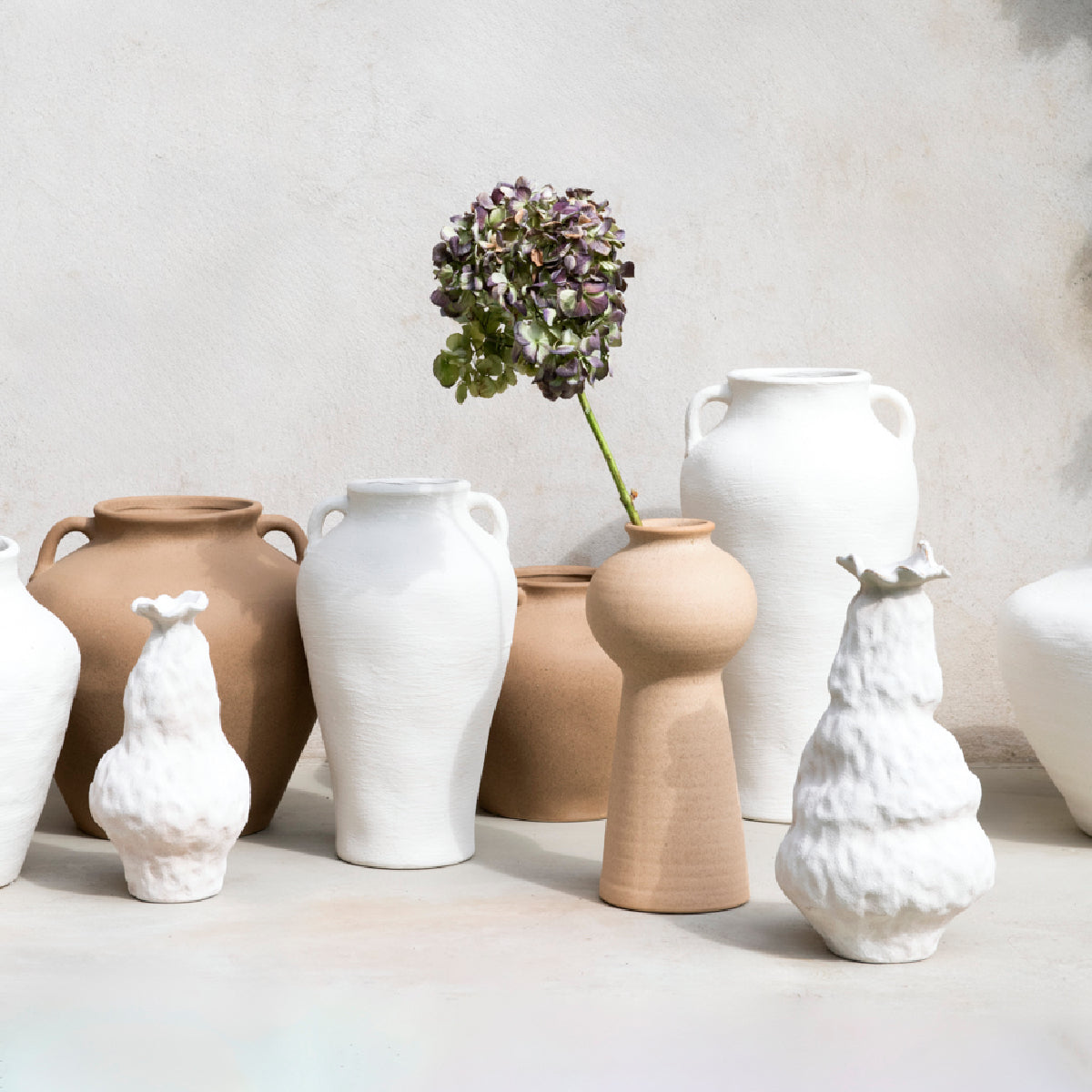 Jarrón decorativo de cerámica blanco Santorini