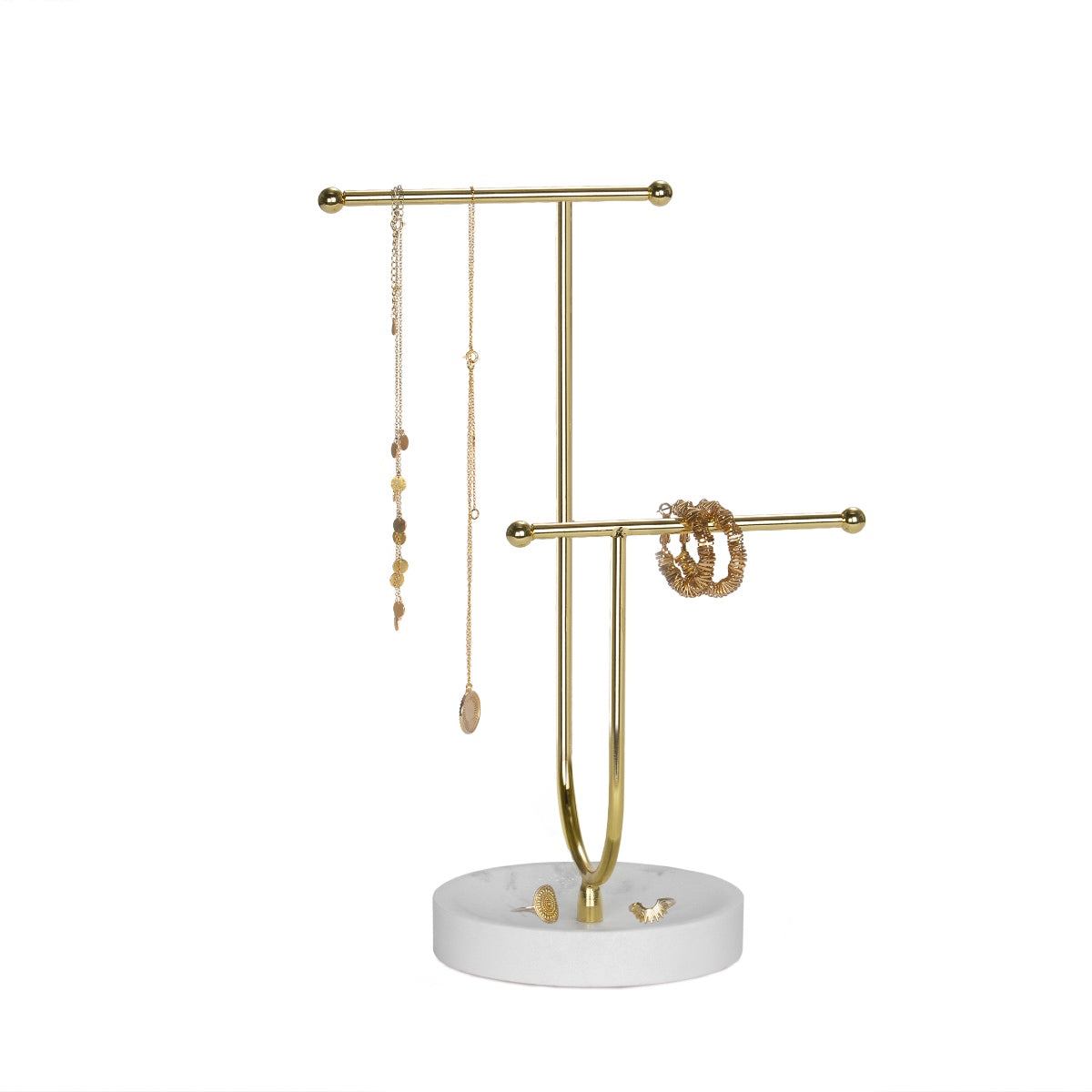 Joyero moderno de baño dorado de mármol