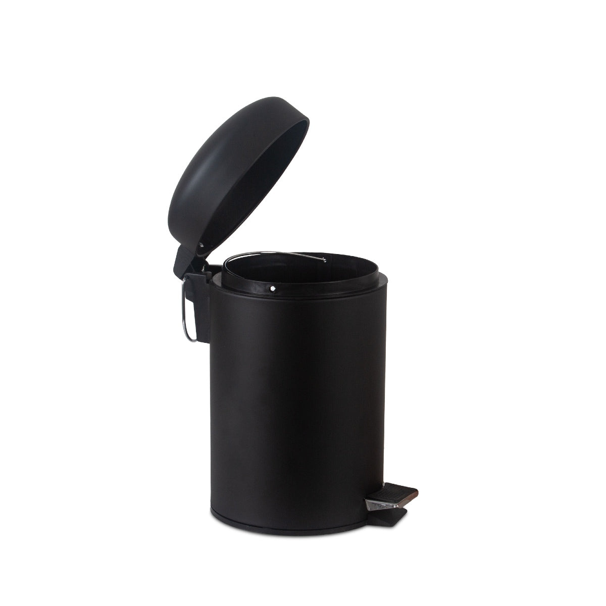 Papelera negra de baño con pedal