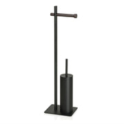Portarrollos con escobilla negro de metal y madera