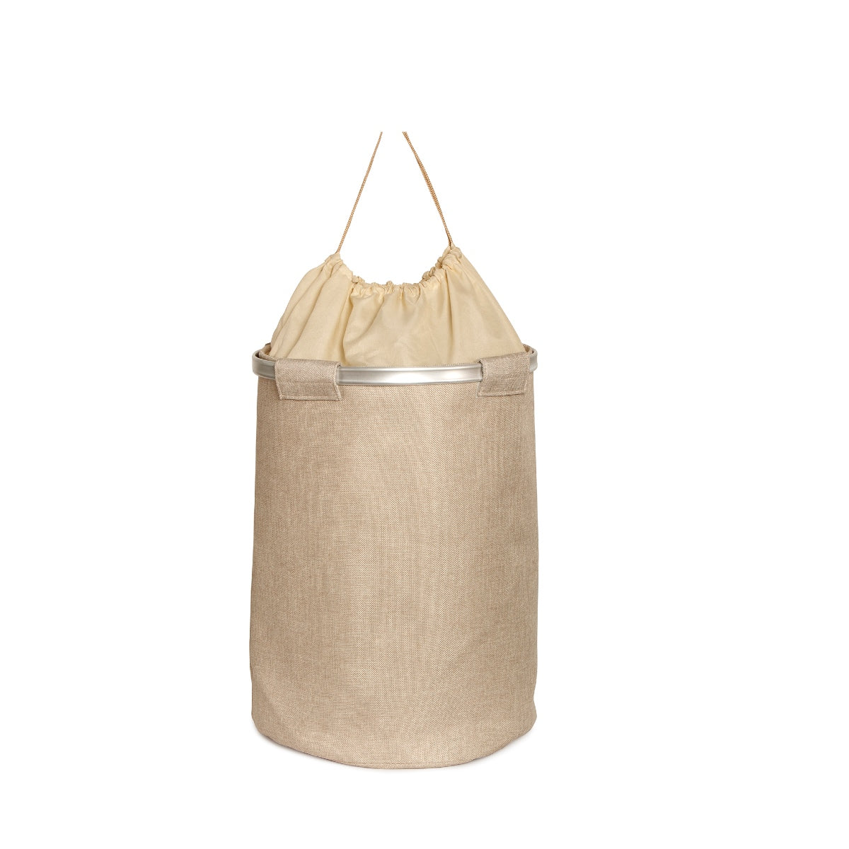 Cesto para la ropa de tela beige moderno