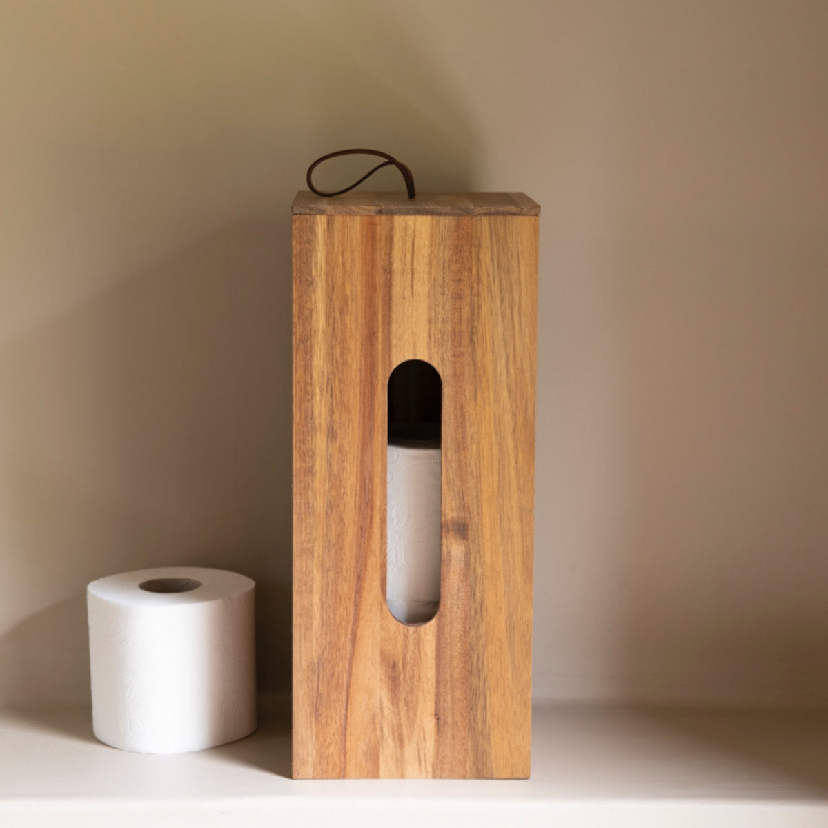 Portarrollos para recambios de papel WC de madera