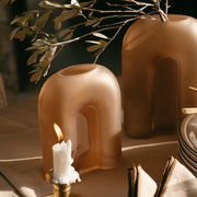 Jarrón decorativo de cristal marrón 20cm