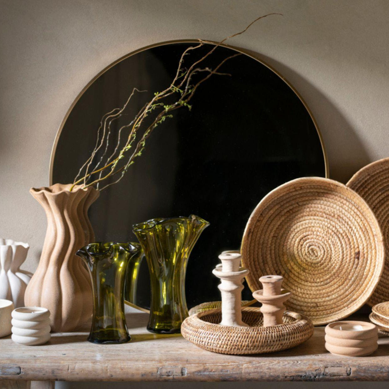 Jarrón de cristal verde Coral 23cm