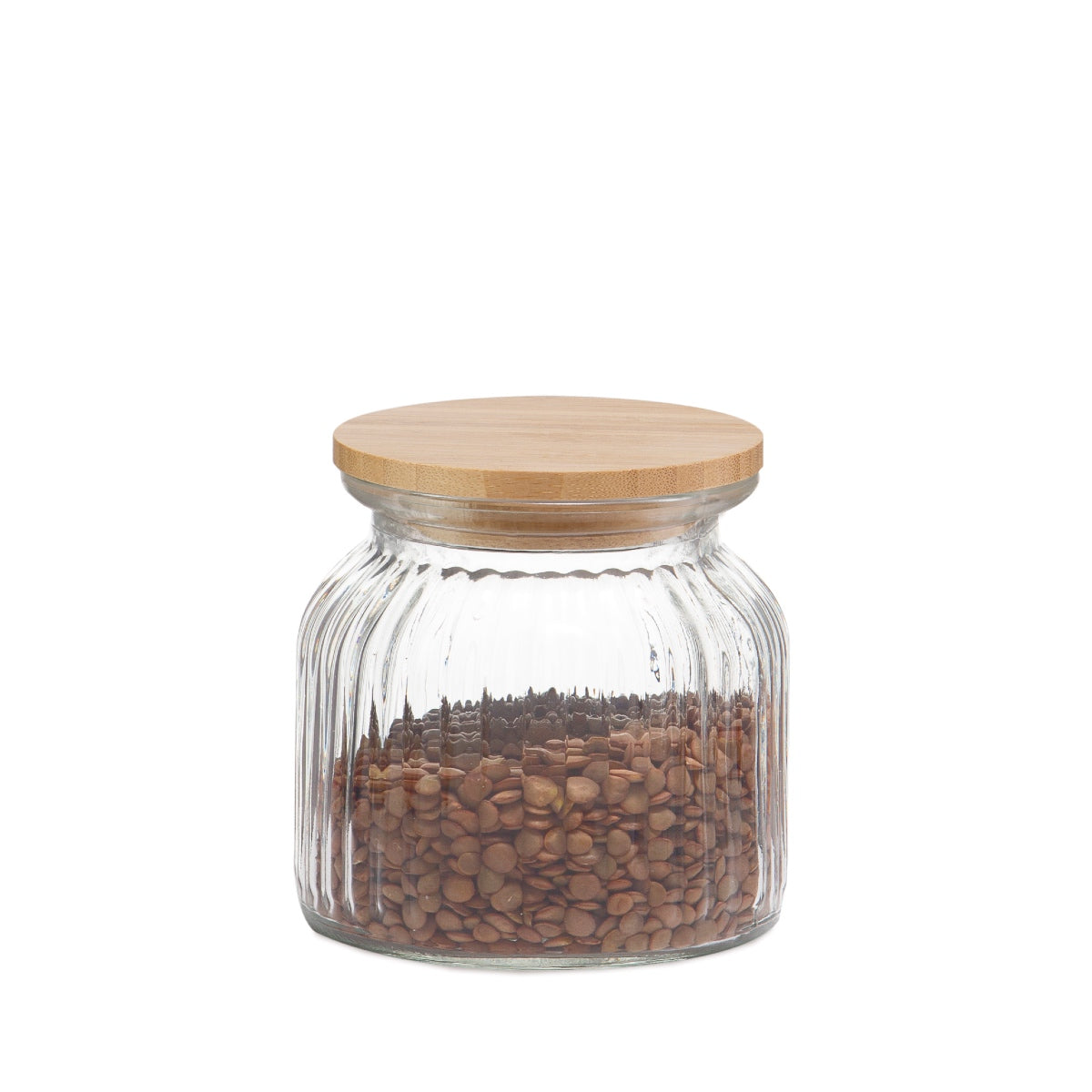 Bote de cristal con tapa de bambú 600 ml