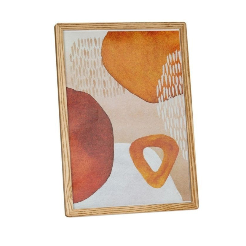 Cuadro abstracto contemporáneo de madera beige 30x40
