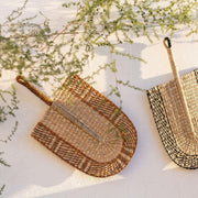 Decorative figure fan made of ethnic natural fiber