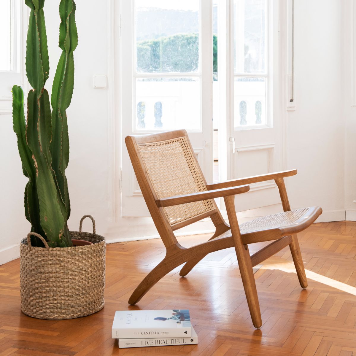 Set of 2 natural fiber storage baskets