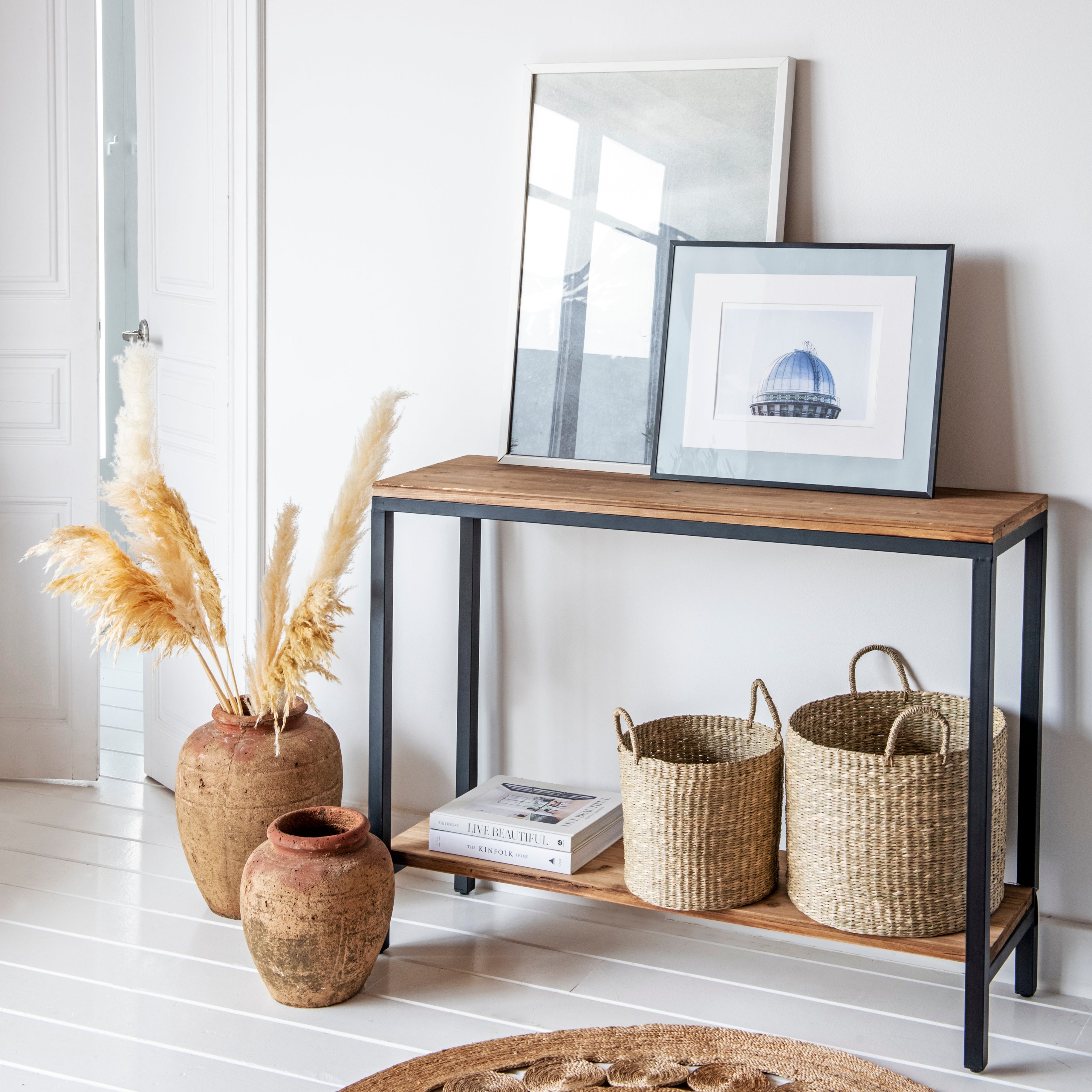 Set of 2 natural fiber storage baskets