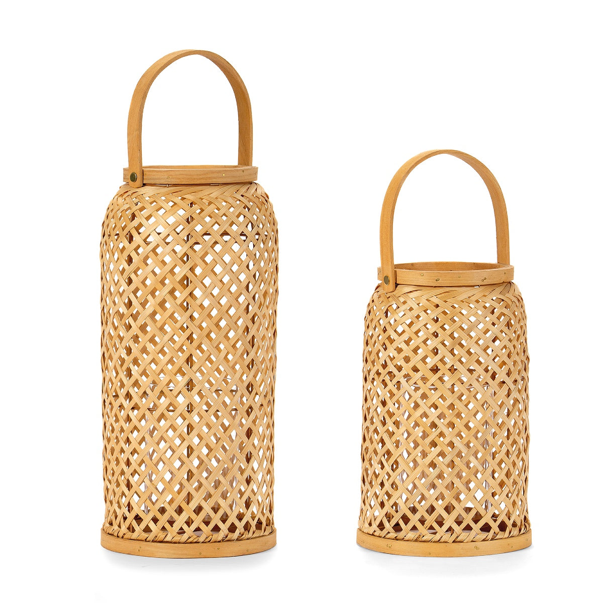 Modern brown bamboo candle holder lantern 40cm