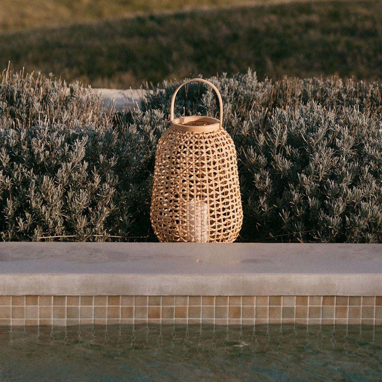 Brown natural fiber candle lantern 29cm