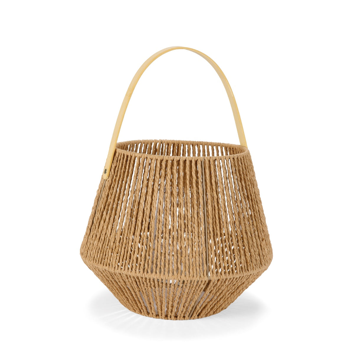 Rustic brown candle holder lantern made of natural fiber 43cm