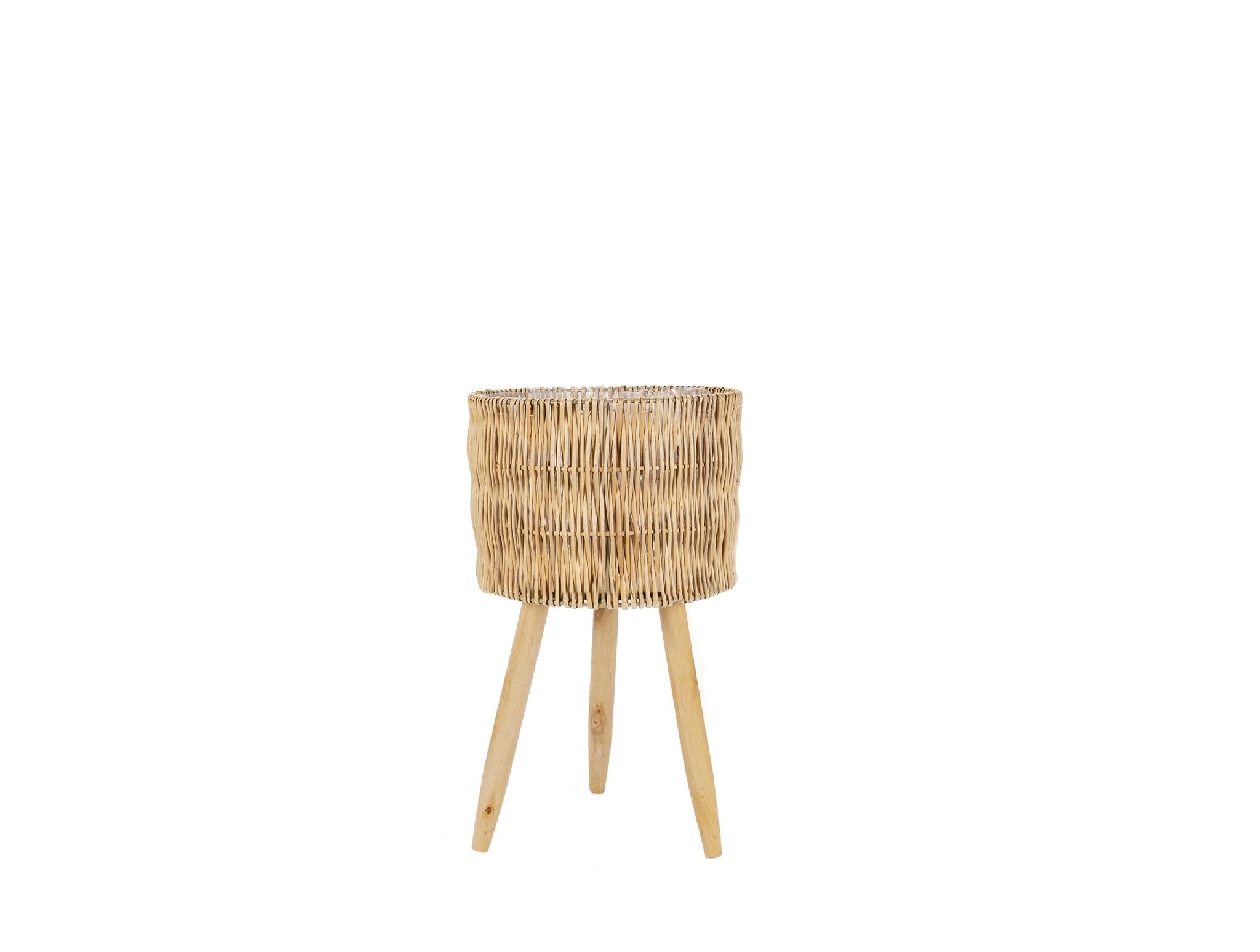 Set of 2 wicker floor-standing planters