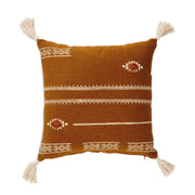 Cojín con pompones marrón étnico 45x45 de algodón