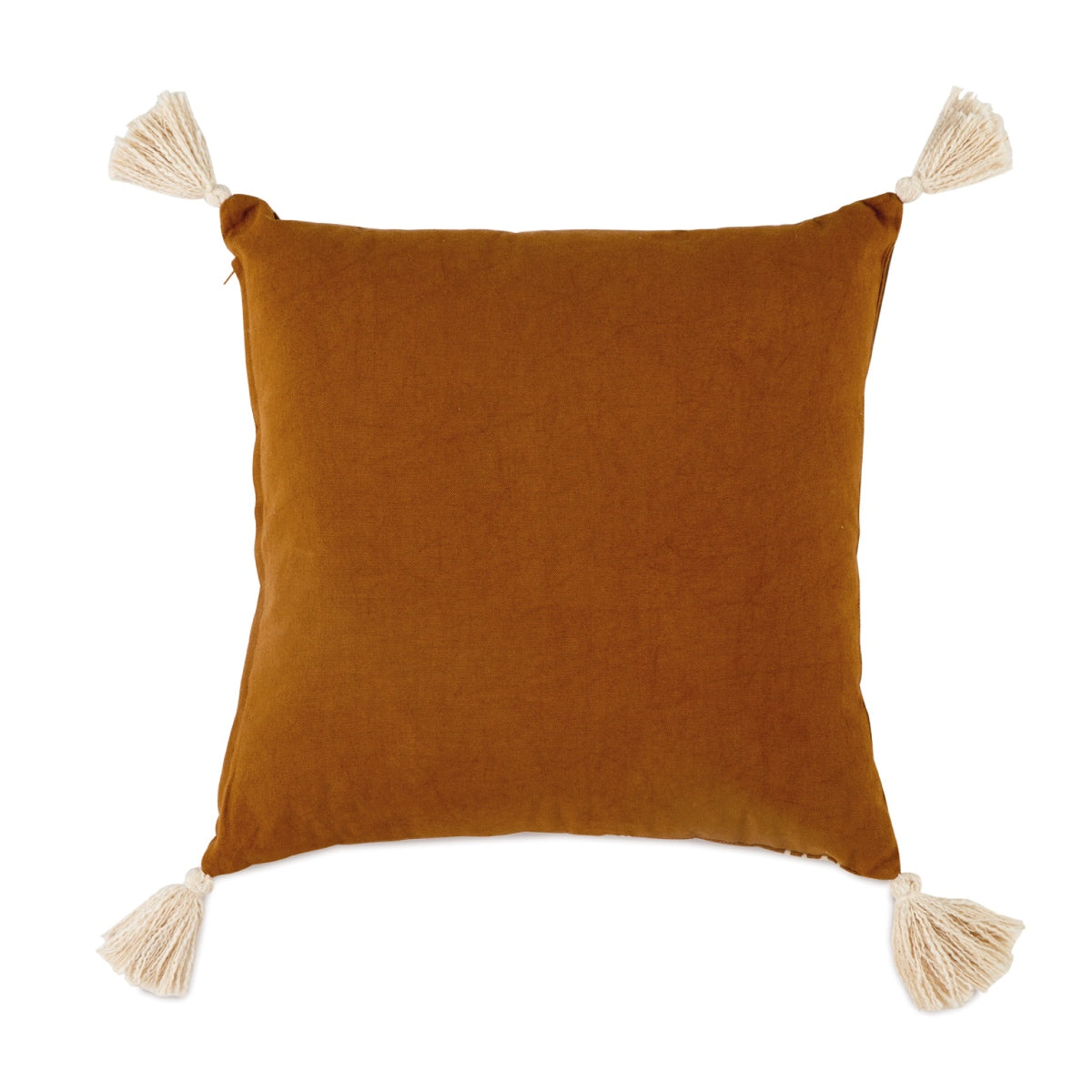 Cojín con pompones marrón étnico 45x45 de algodón