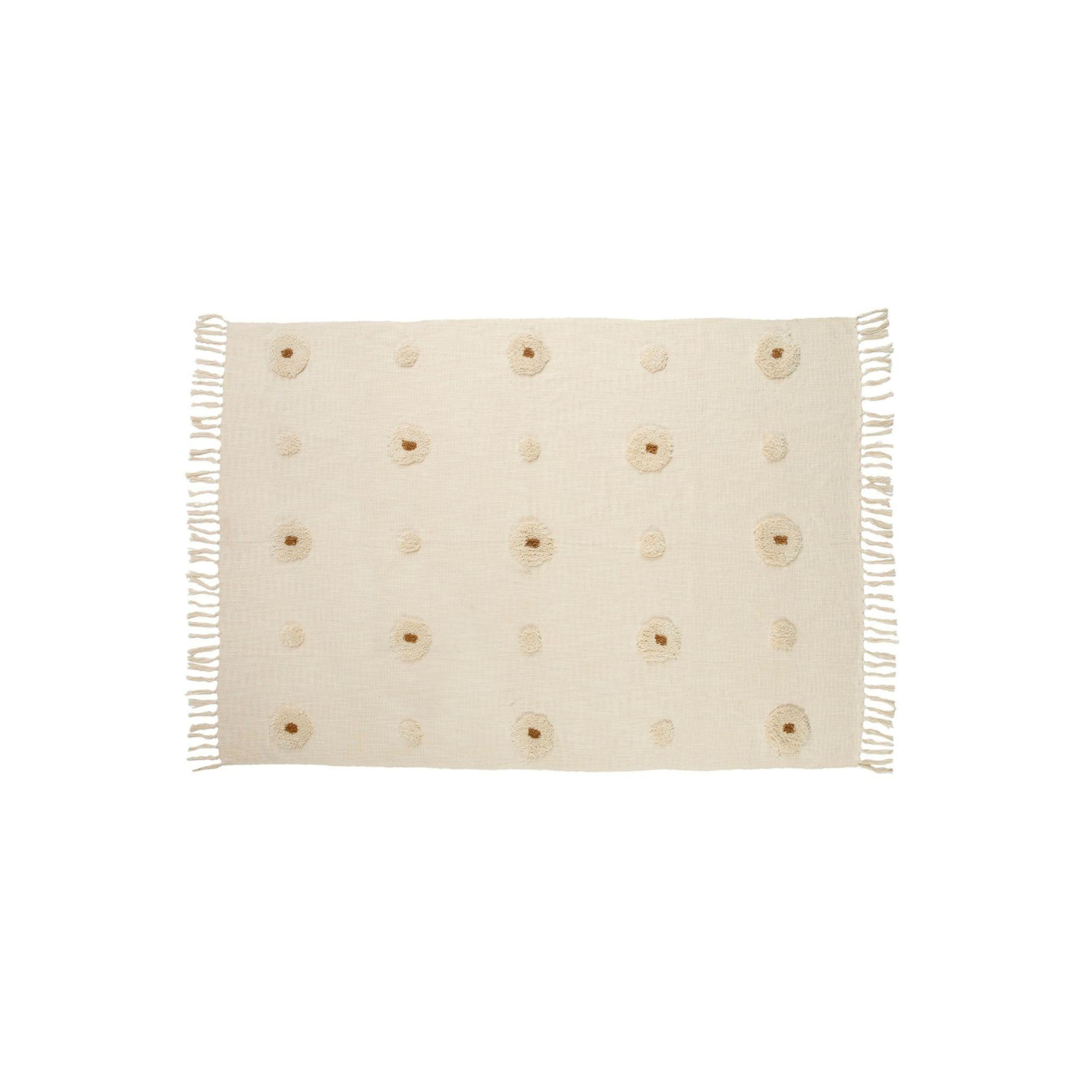 Manta beige con flecos de algodón 130x170 cm