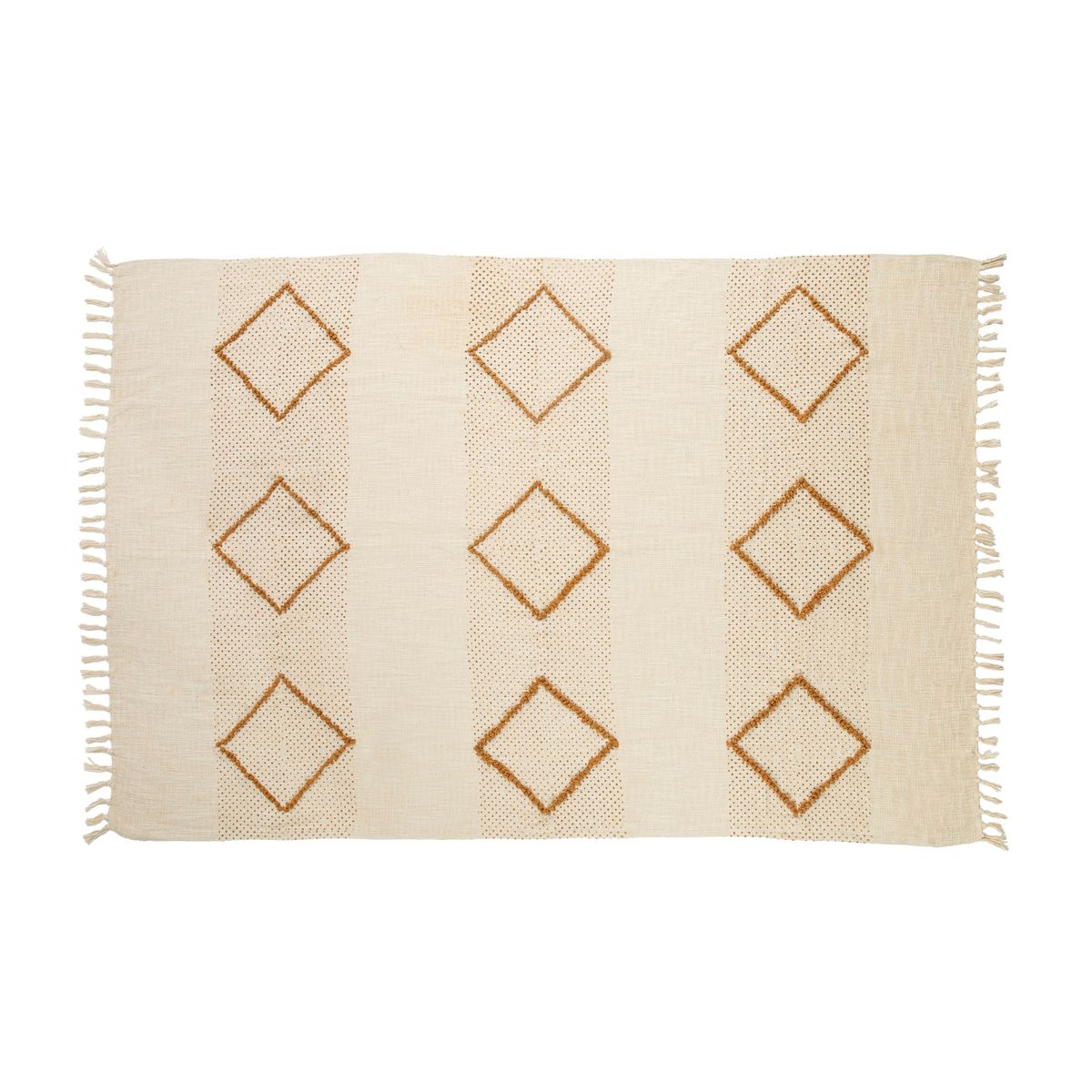 Manta beige tipo plaid de algodón 130x170 cm
