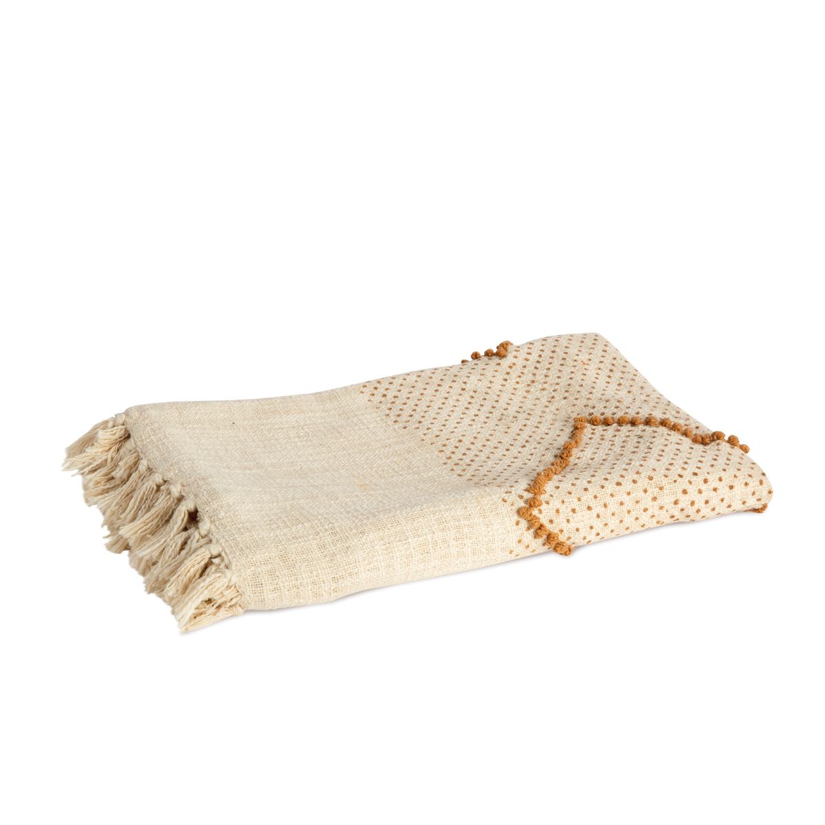 Manta beige tipo plaid de algodón 130x170 cm