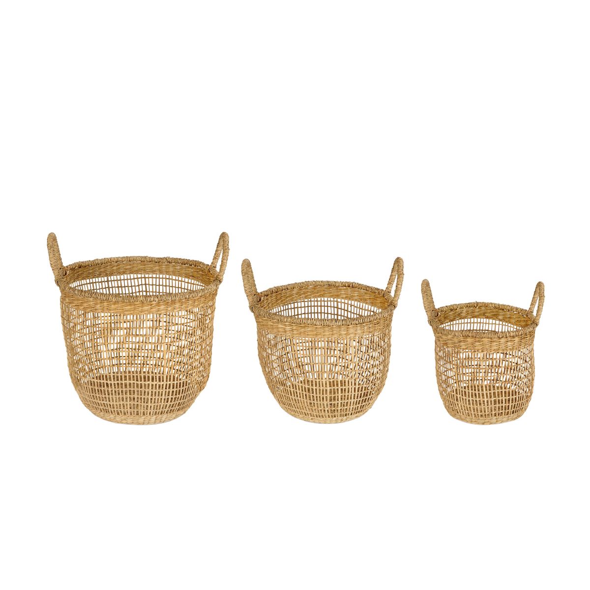 Set de 3 cestas de fibra vegetal beige