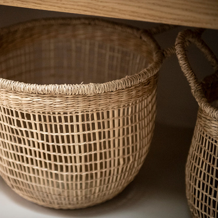 Set of 3 beige vegetable fiber baskets