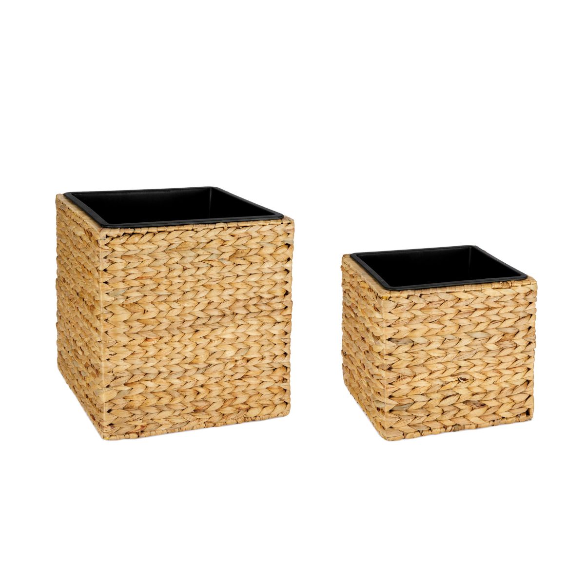 Set de 2 maceteros de fibra vegetal beige cuadrados