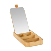Beige wooden mirror jewelry box