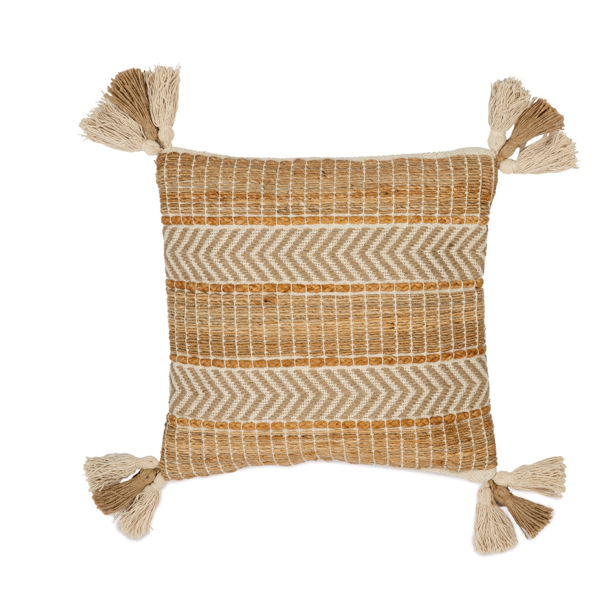 Cojín de sofá de fibra natural beige étnico