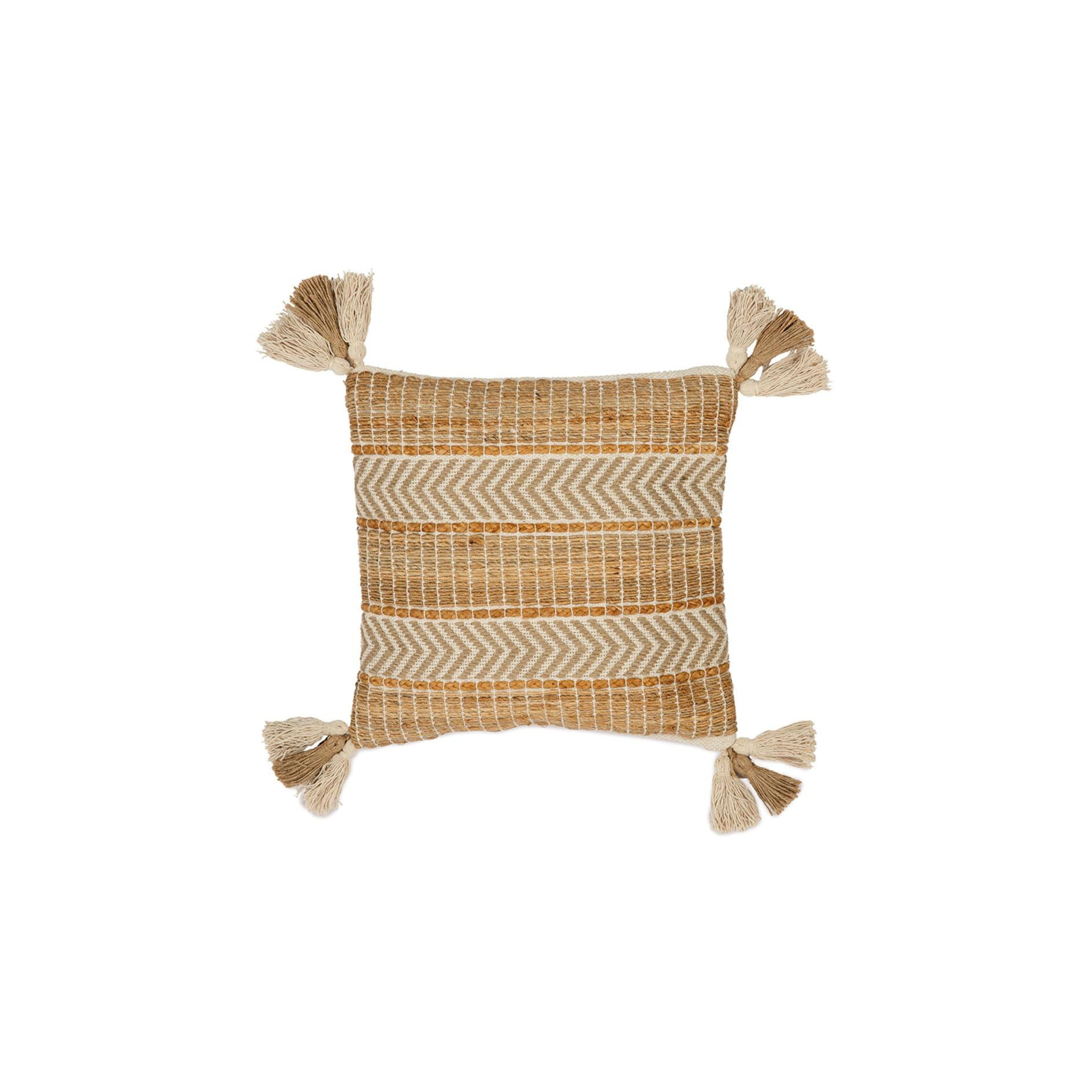 Cojín de sofá de fibra natural beige étnico