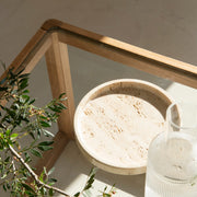 Round travertine marble tray
