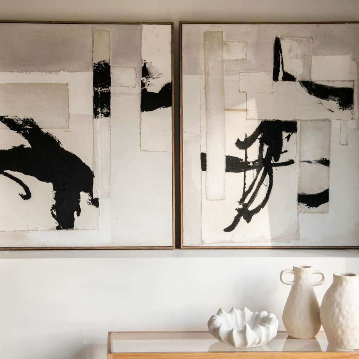 Cuadro abstracto blanco y negro Osaka 80 × 100