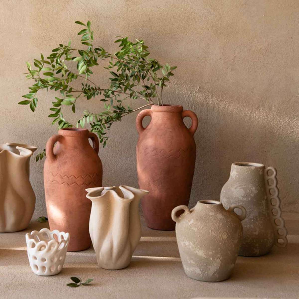 Jarrón decorativo de cerámica Atacama marrón 23 cm