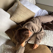 Cojín de algodón beige cuadrado Waffle 50x50