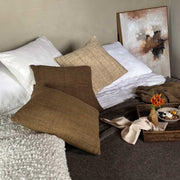 Cojín de algodón cuadrado marrón waffle 