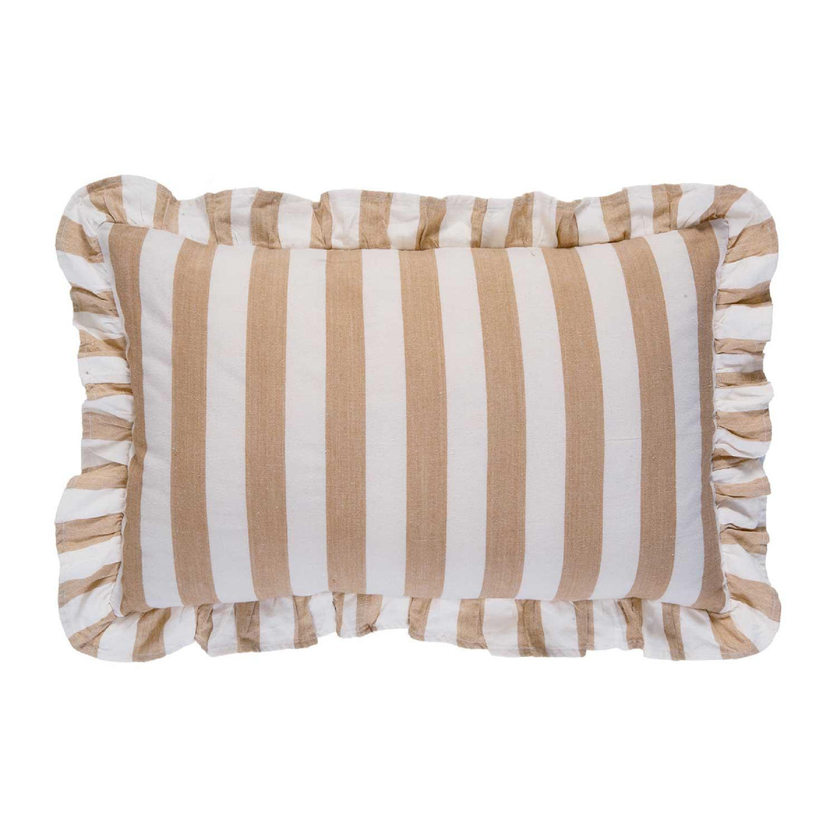 Cojín de algodón con rayas beige Triana