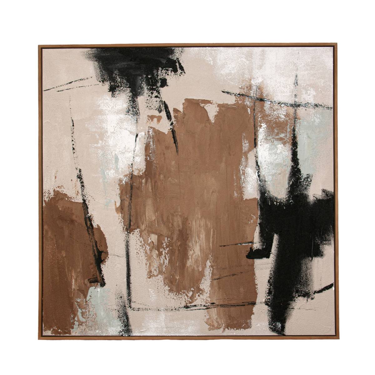 Cuadro abstracto Cairo en tonos tierra y negro con diseño moderno