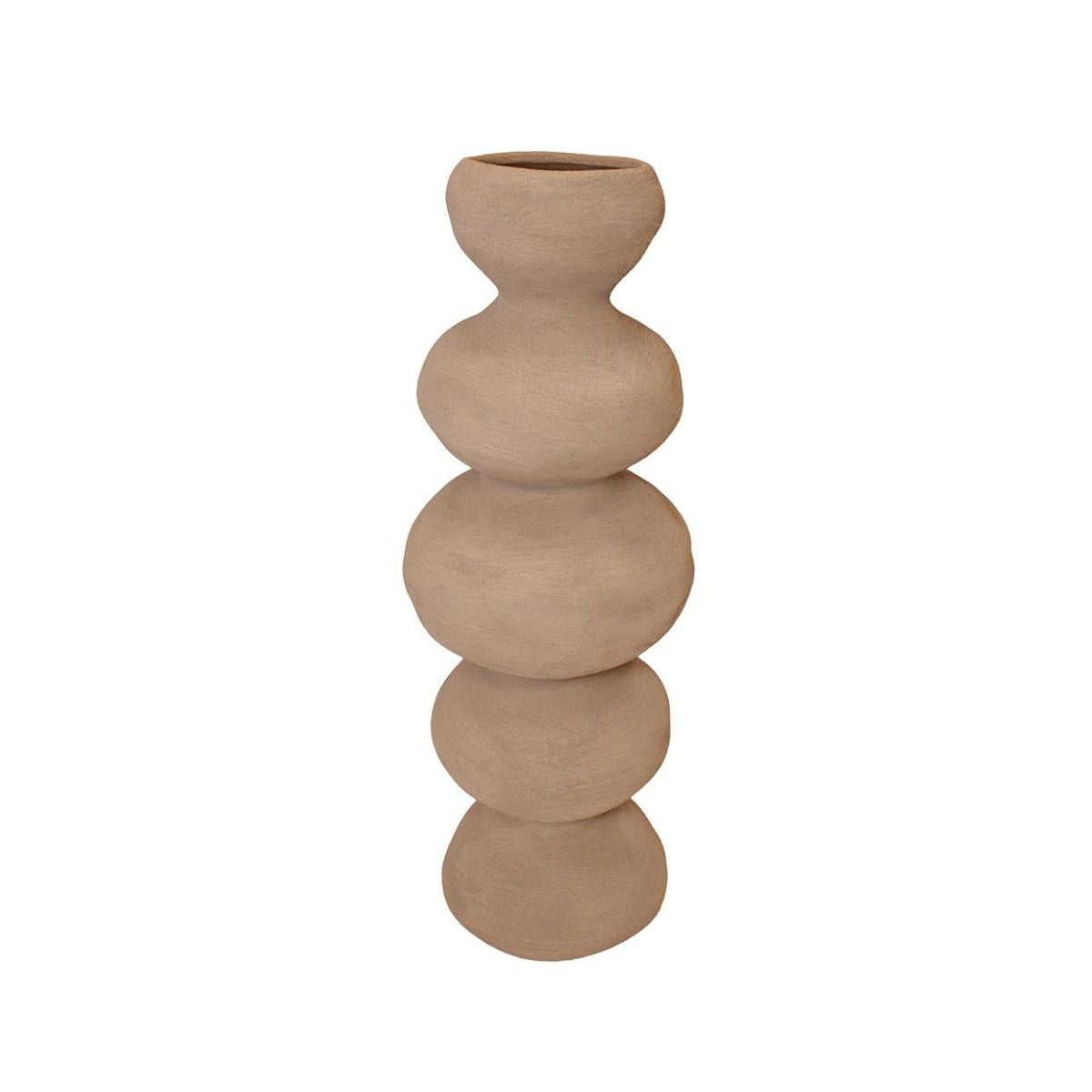 Jarrón de cerámica terracota Trapani Ø17x47 cm con esferas apiladas, Andrea House