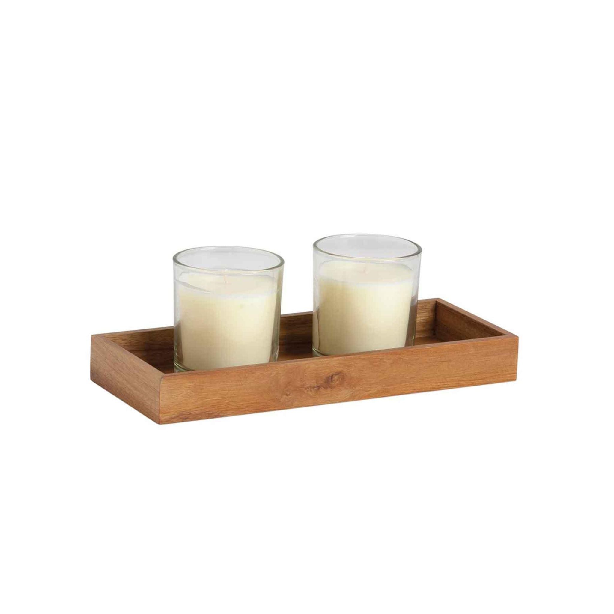 Bandeja decorativa de madera rectangular marrón