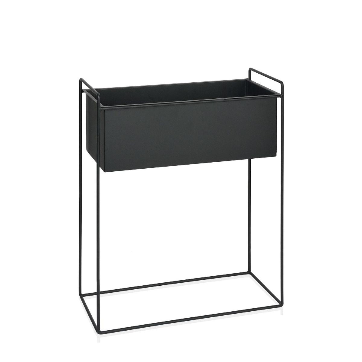 Macetero de pie de metal negro 