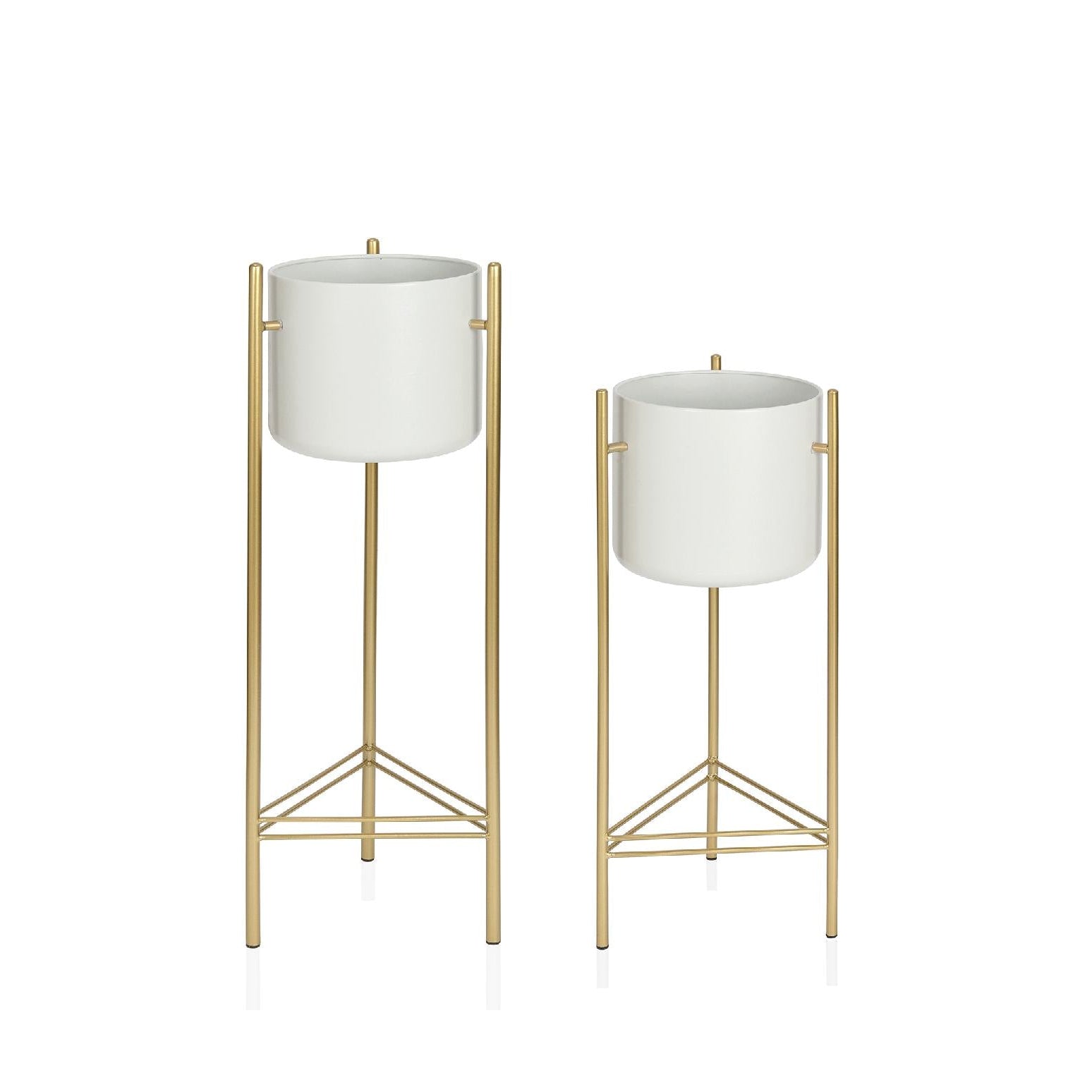 White and gold metal floor planter 80cm
