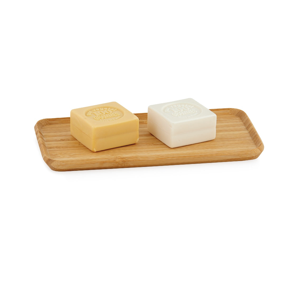 Beige rectangular bamboo decorative tray 24cm