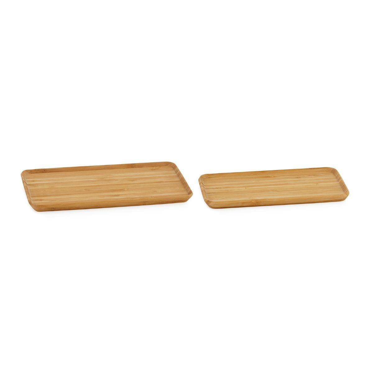 Bandeja decorativa de bambú rectangular beige 24cm