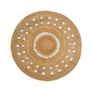 Beige round rug made of natural fiber