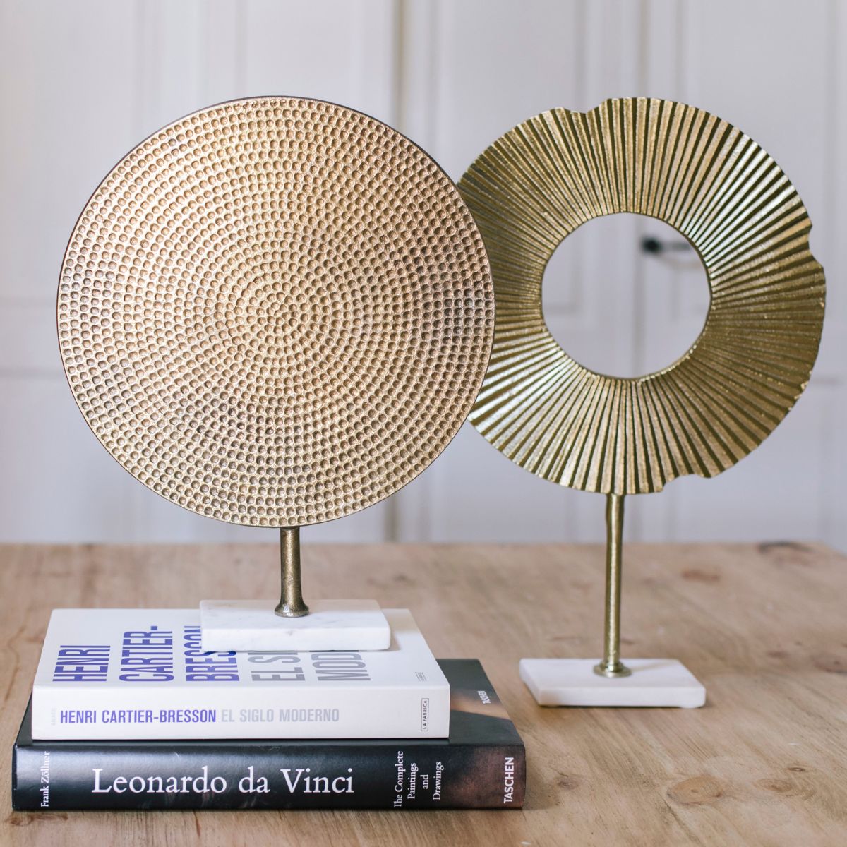 Abstract decorative figure made of golden metal