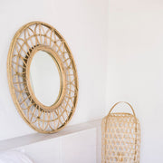 Ethnic decorative rattan mirror